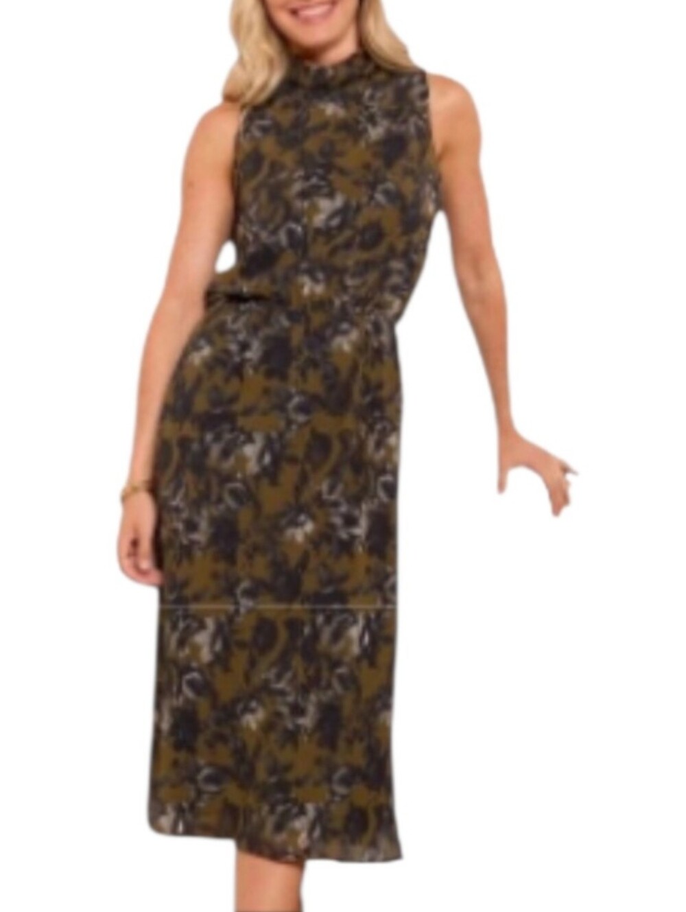 NWT Evereve Spencer Dress Olive Floral